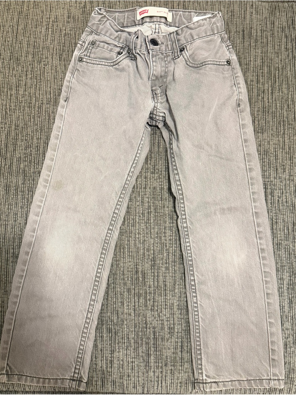 Boy’s Light Gray Levi Jeans - Casual Straight Fit Size 8